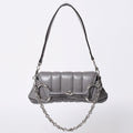 Gucci Horsebit 2-Way Shoulder Bag Leather Gray Silver