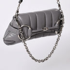 Gucci Horsebit 2-Way Shoulder Bag Leather Gray Silver — view 3