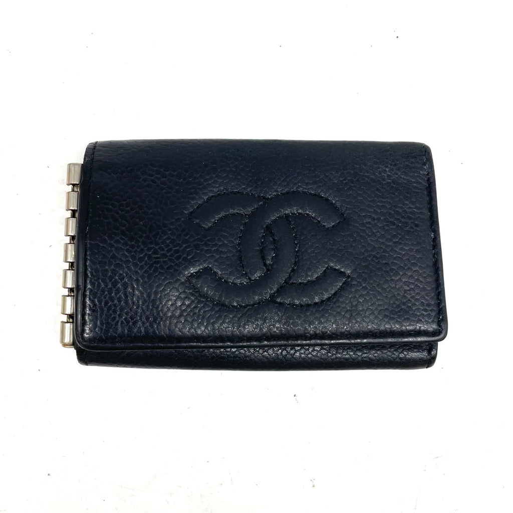 Chanel Key Case CC Logo Caviar Leather Black Key Hook Key Holder