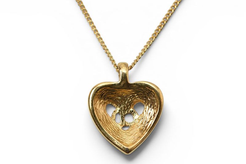 Dior Necklace Choca Vintage Heart Motif Rhinestone Gold — view 5