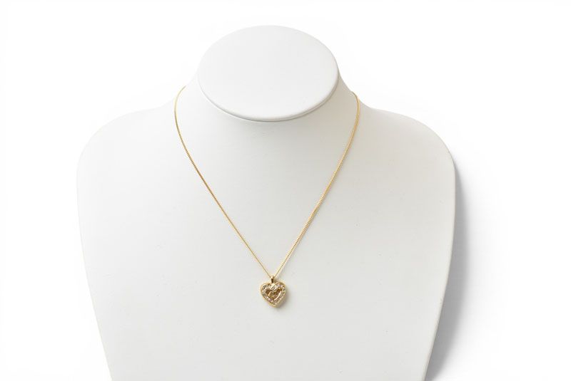 Dior Necklace Choca Vintage Heart Motif Rhinestone Gold — view 6