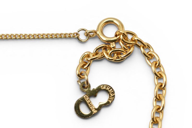 Dior Necklace Choca Vintage Heart Motif Rhinestone Gold — view 4