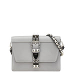 Prada Studs Crossbody Shoulder Bag Gray Leather 1