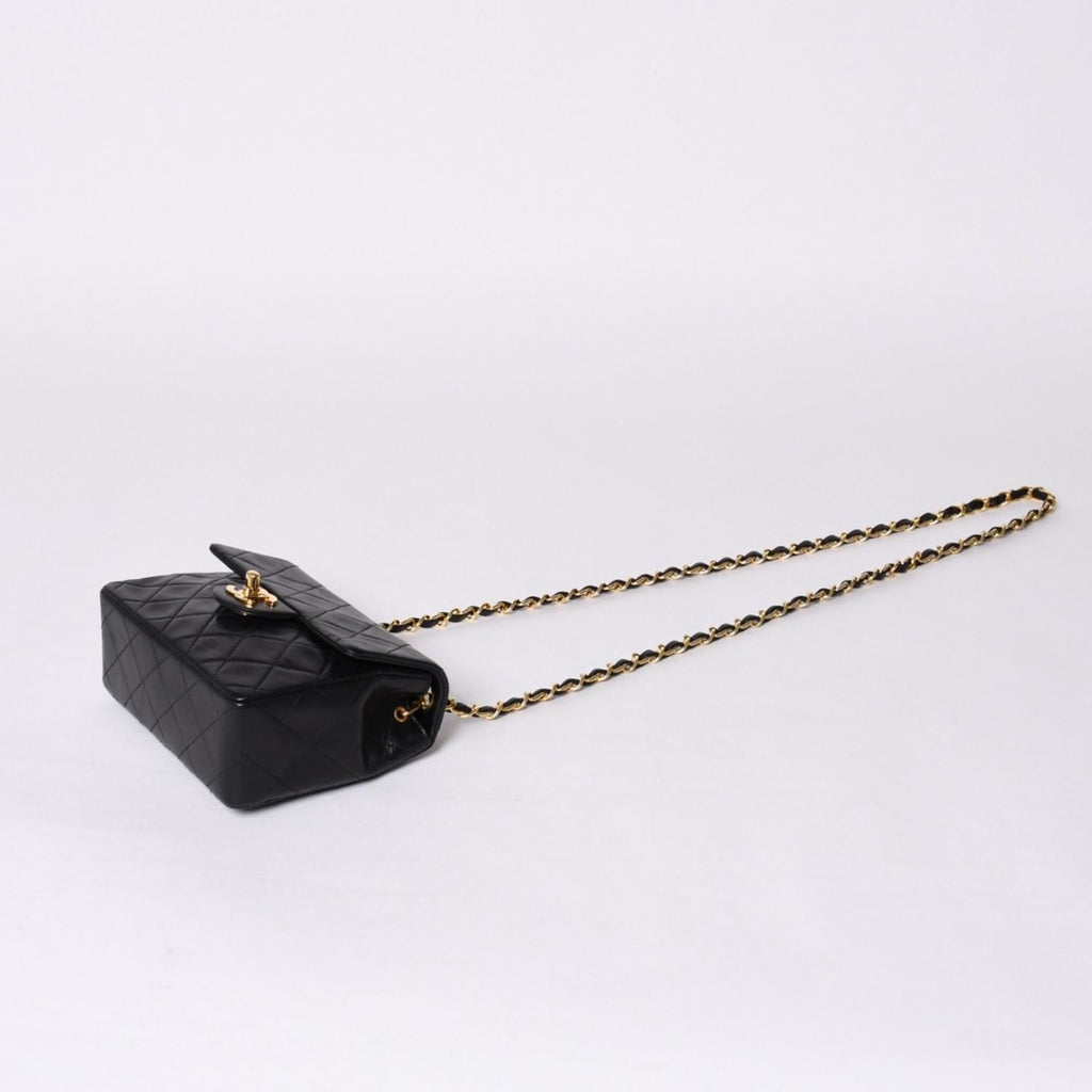 Chanel Mini Quilted 17 S Flap S Chain Shoulder Bag CC Logo Lambskin Black — view 5