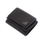 Prada Saffiano Triangle Wallet Trifold Black — view 3