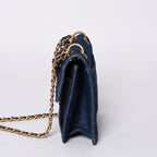 Chanel Chain Shoulder Bag Base CC Logo Denim Indigo Blue Quilted — view 3