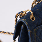 Chanel Chain Shoulder Bag Base CC Logo Denim Indigo Blue Quilted — view 4