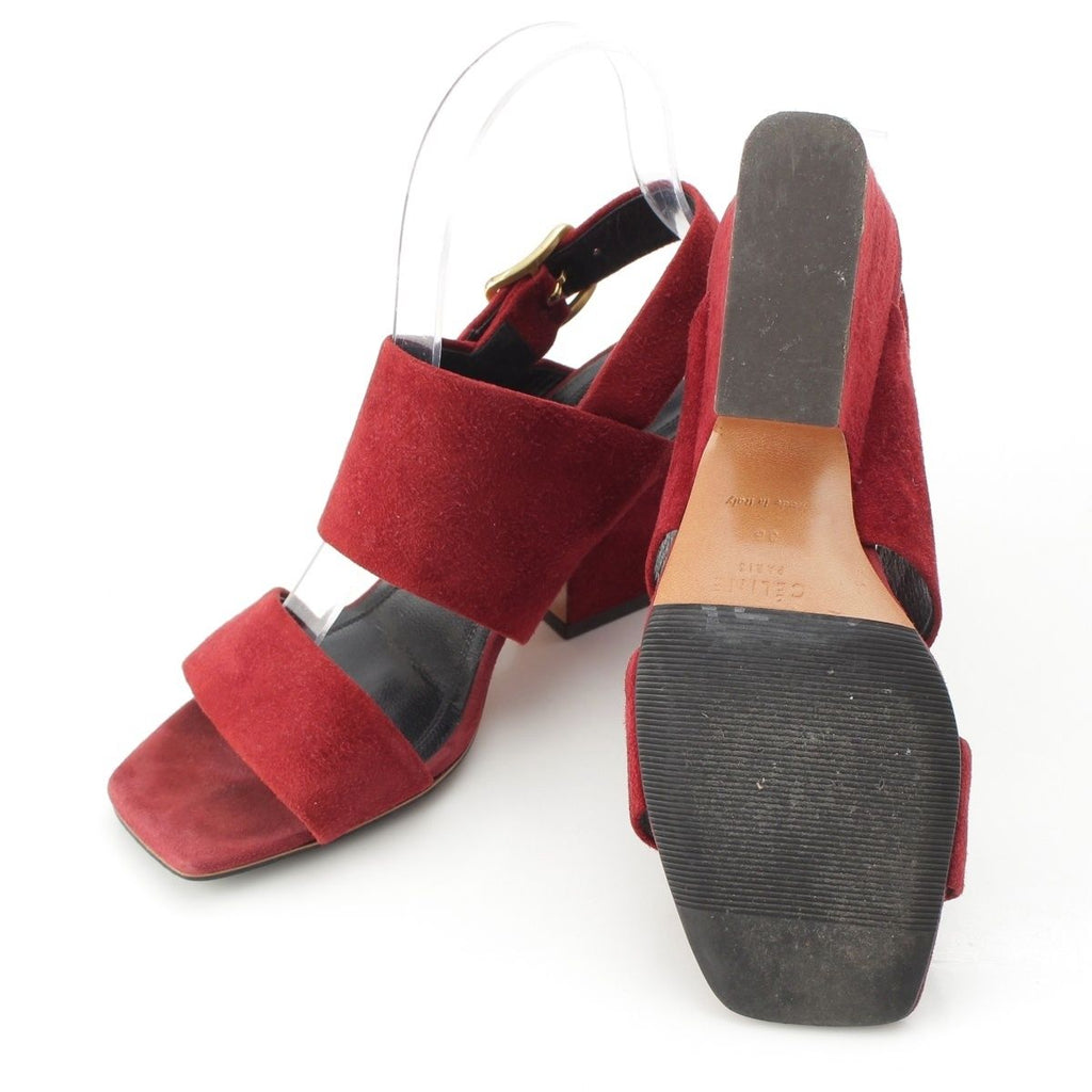 Celine Phoebe Philo Era Suede Square Toe Sandals Bordeaux — view 5