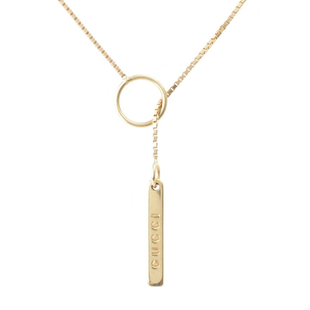 Gucci Lariette Logo Bar Venetian Chain Necklace Gold