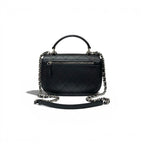 Chanel Shoulder Bag Black Silver Quilted CC Logo Top Handle Chain — view 3