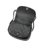 Chanel Shoulder Bag Black Silver Quilted CC Logo Top Handle Chain — view 7