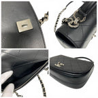 Chanel Shoulder Bag Black Silver Quilted CC Logo Top Handle Chain — view 9