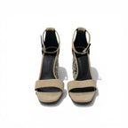 Hermes Gram 105 Sandals Shoes Suede Metal Beige Silver Chaine D'ancre Heels — view 2