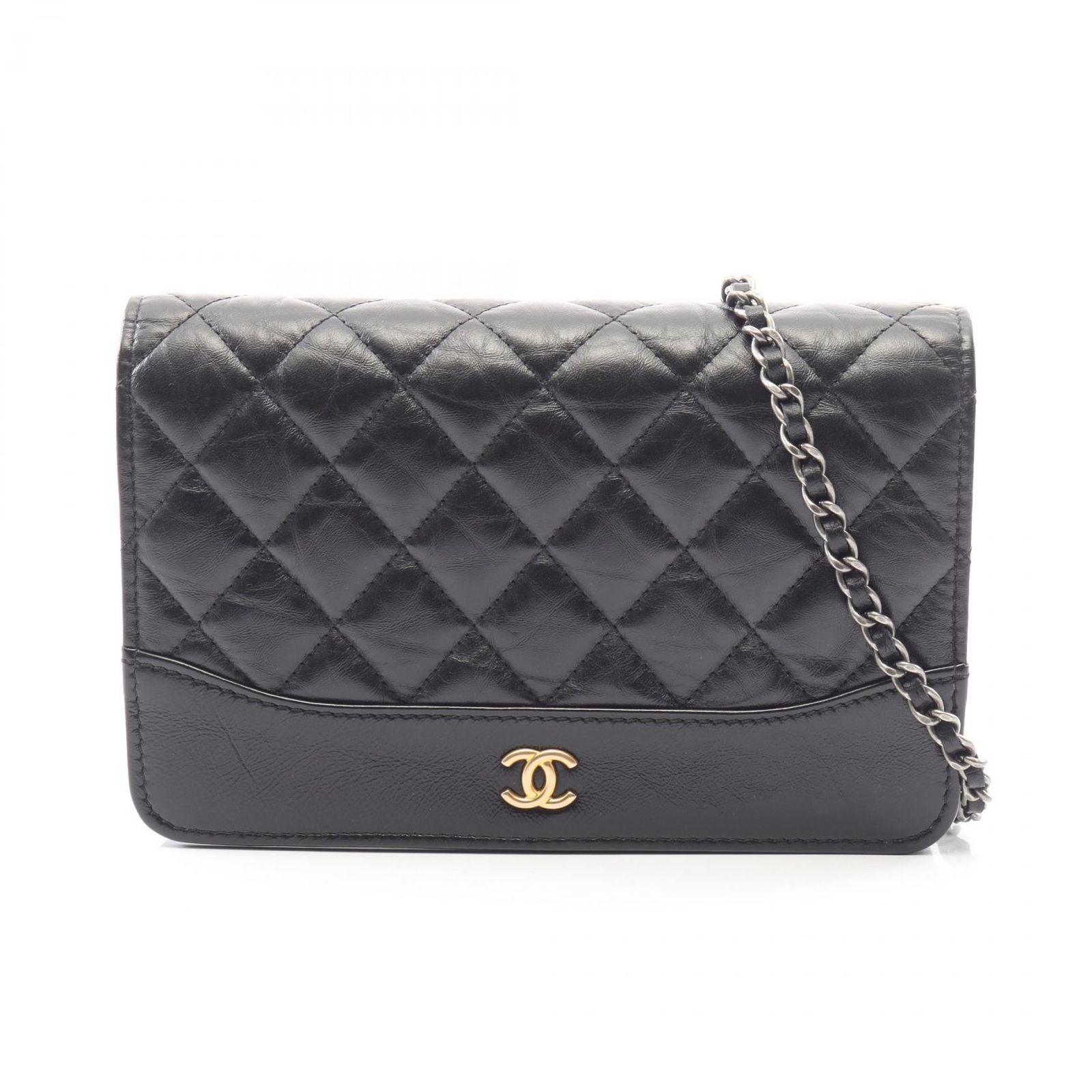 Chanel Shoulder Bag Gabriel de Black Leather Chain Wallet