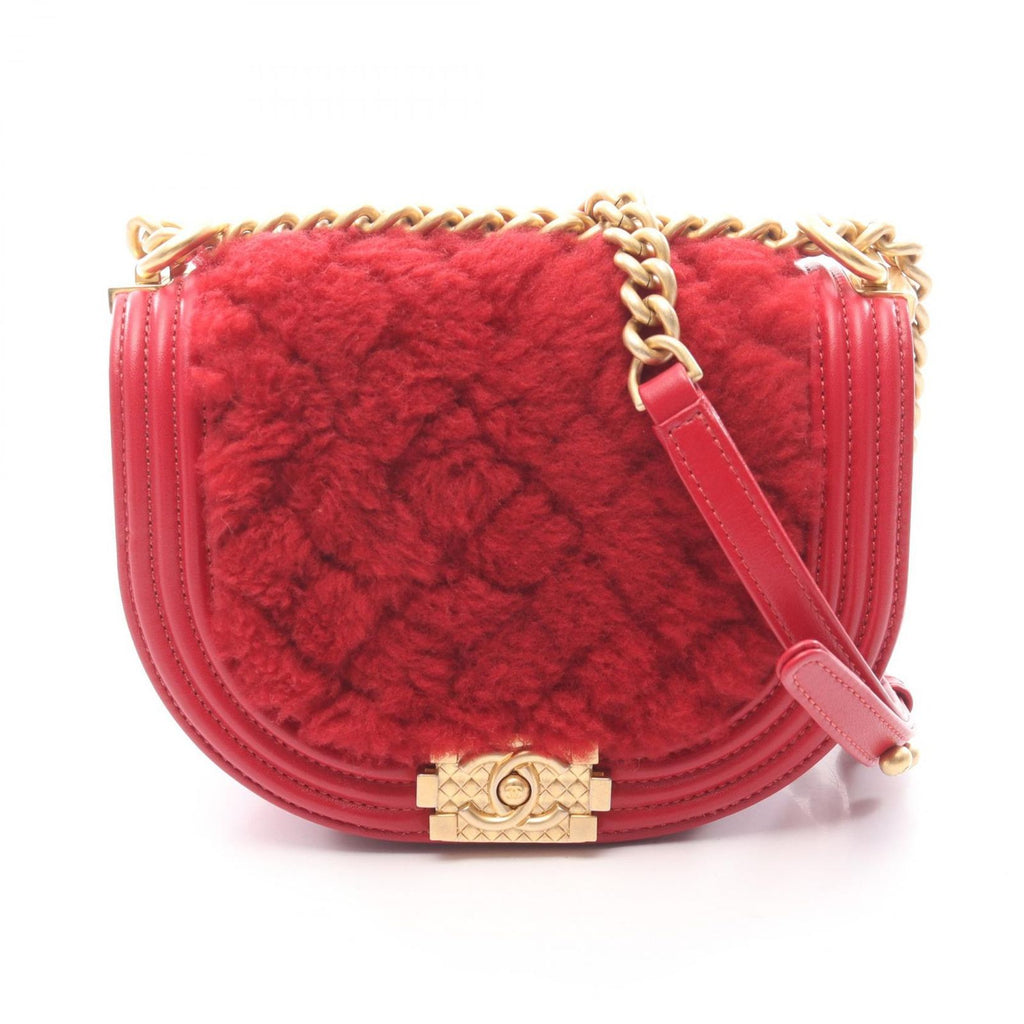 Chanel Shoulder Bag Small Red Leather Chain
