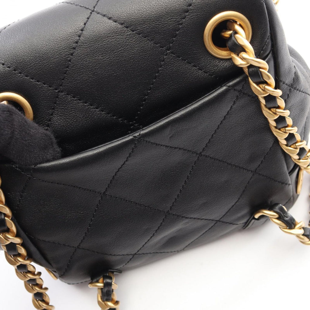Chanel Backpack Quilted Small Chain Black Lambskin Icon Charm — view 8