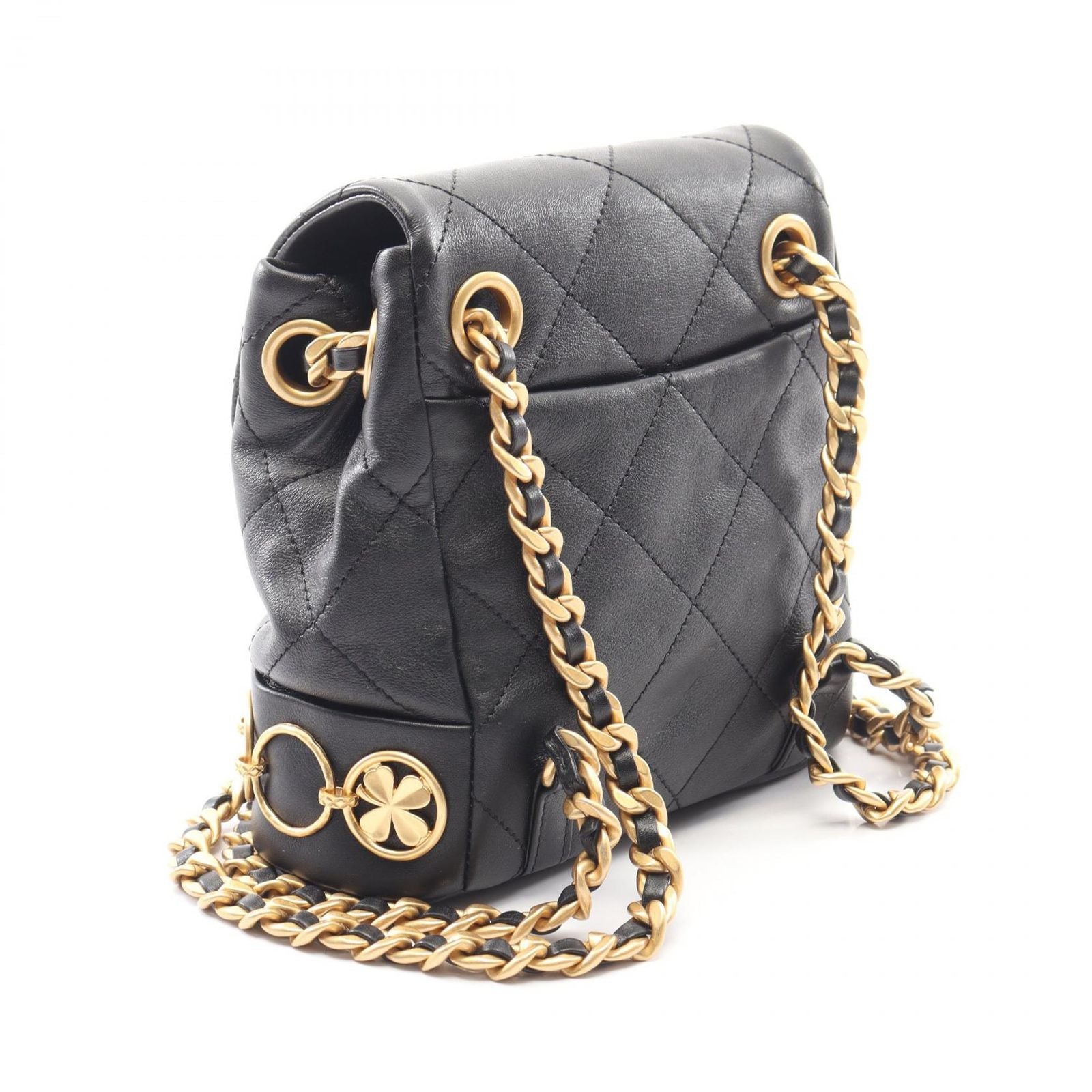 Chanel Backpack Quilted Small Chain Black Lambskin Icon Charm — view 2
