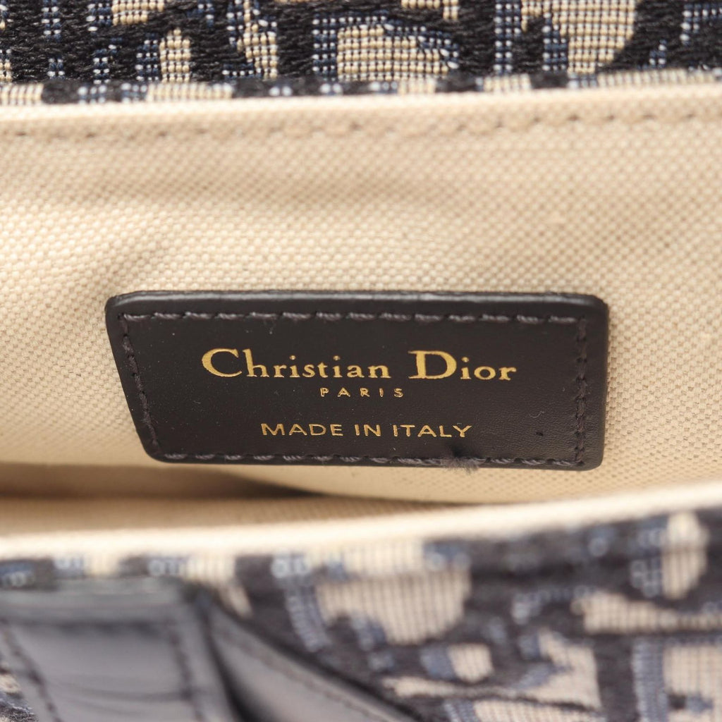 Dior Saddle Bag Mini Oblique Peacock 2-Way Navy Canvas Leather — view 4