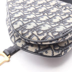 Dior Saddle Bag Mini Oblique Peacock 2-Way Navy Canvas Leather — view 5