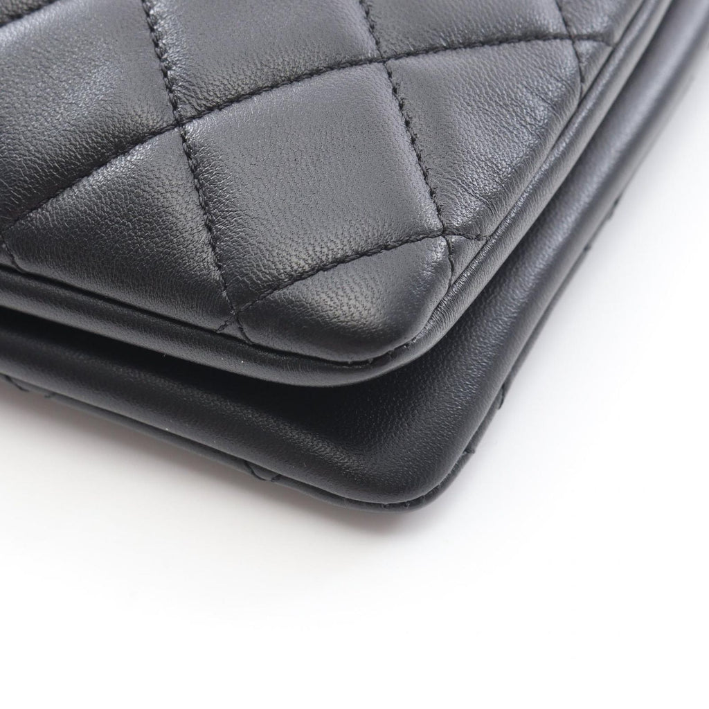 Chanel Shoulder Bag Quilted Black Lambskin CC Logo Chain — view 7