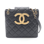 Chanel Shoulder Bag Quilted Black Lambskin CC Logo Chain