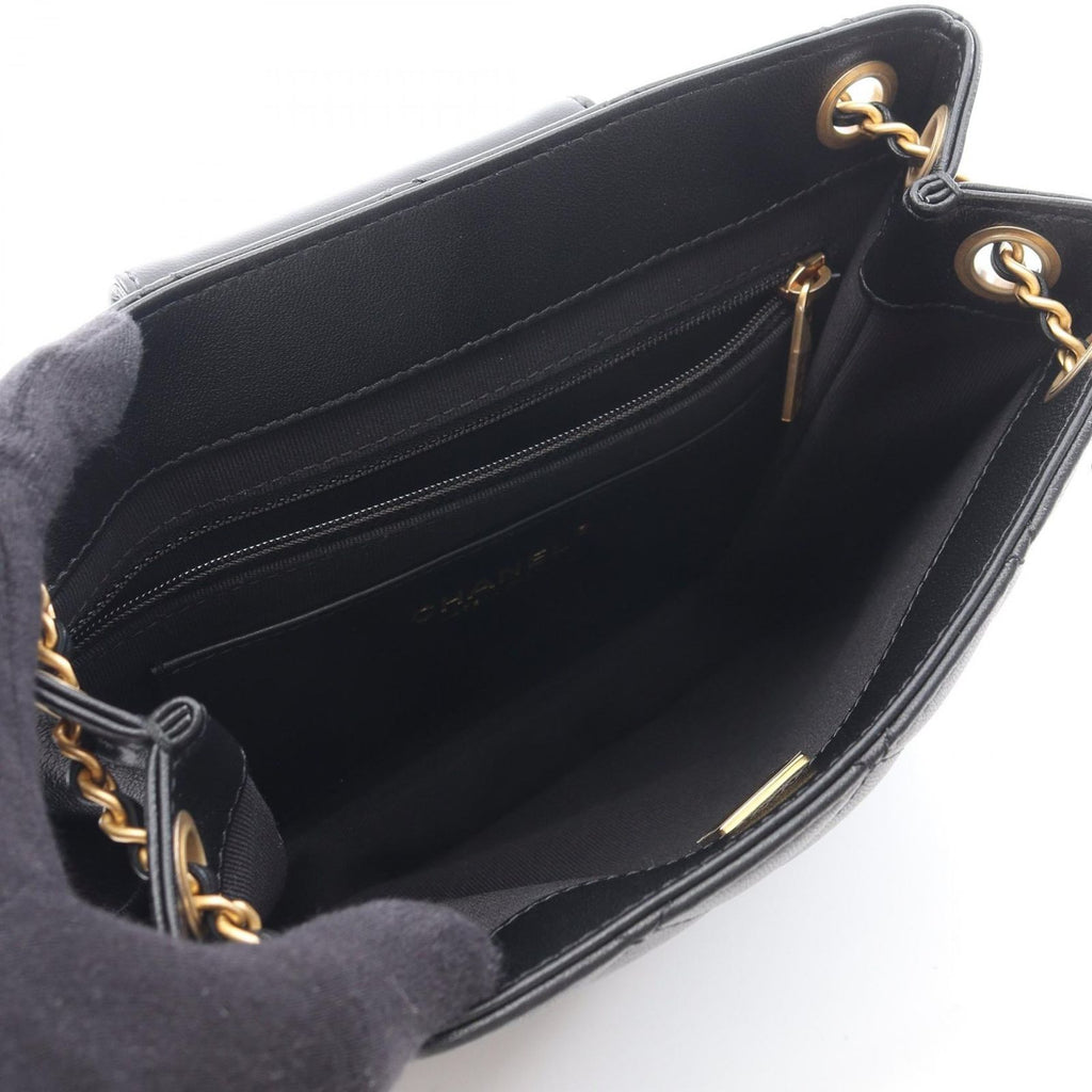Chanel Shoulder Bag Quilted Black Lambskin CC Logo Chain — view 3