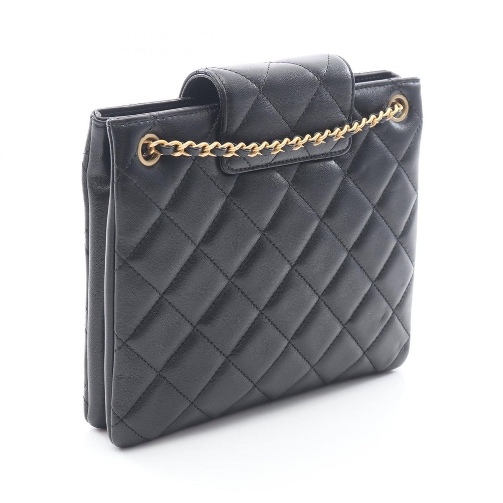 Chanel Shoulder Bag Quilted Black Lambskin CC Logo Chain — view 2