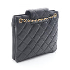Chanel Shoulder Bag Quilted Black Lambskin CC Logo Chain — view 2