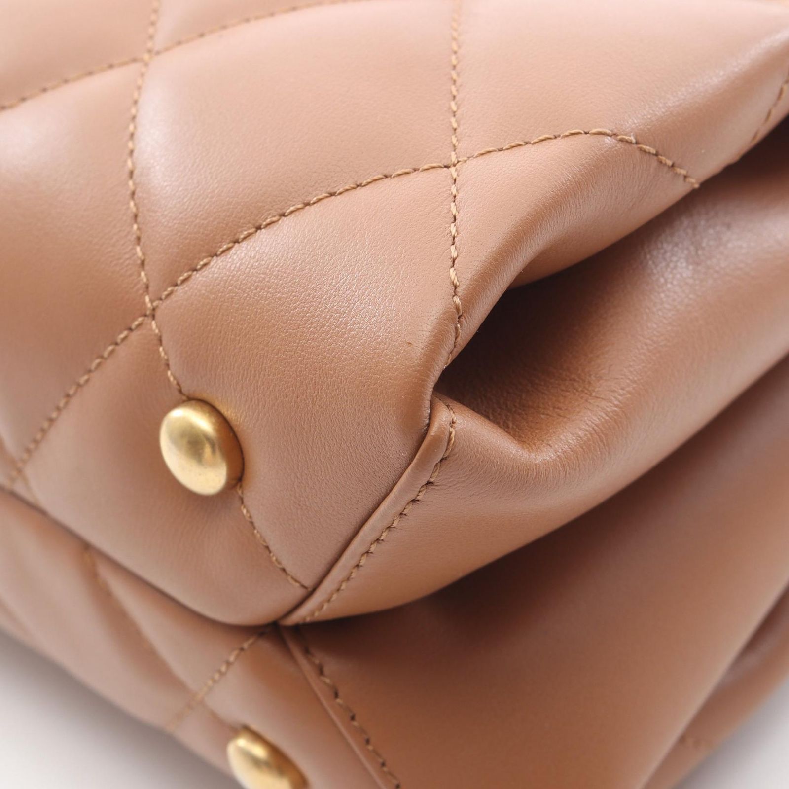 Chanel Shoulder Bag Quilted 2-Way Camel Leather Chain — view 8