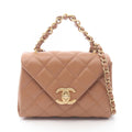 Chanel Shoulder Bag Quilted 2-Way Camel Leather Chain