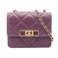 Chanel Shoulder Bag Mini Quilted Purple Lambskin Small Flap Chain
