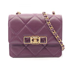 Chanel Shoulder Bag Mini Quilted Purple Lambskin Small Flap Chain