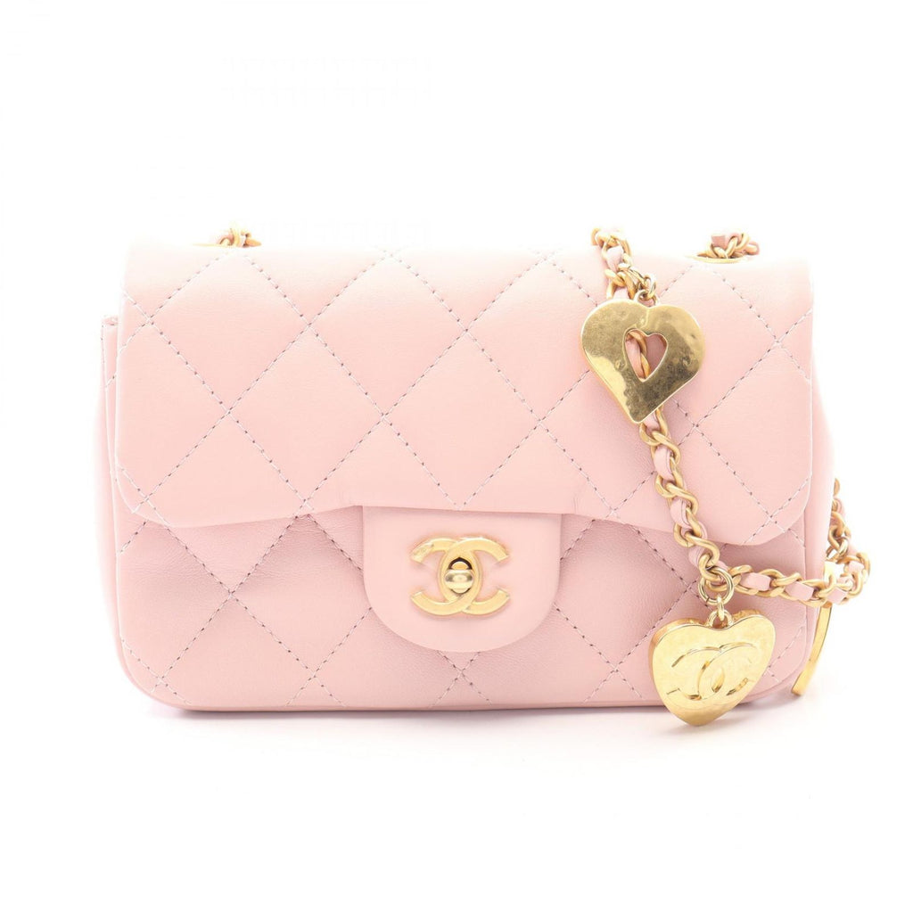 Chanel Shoulder Bag Mini Quilted Light Pink Lambskin Chain