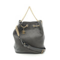 Chanel Shoulder Bag Quilted 2-Way Khaki Leather Drawstring