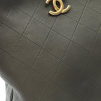 Chanel Shoulder Bag Quilted 2-Way Khaki Leather Drawstring — view 9