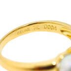 Celine Ring Akoya Pearl Diamond 18k YG Yellow Gold