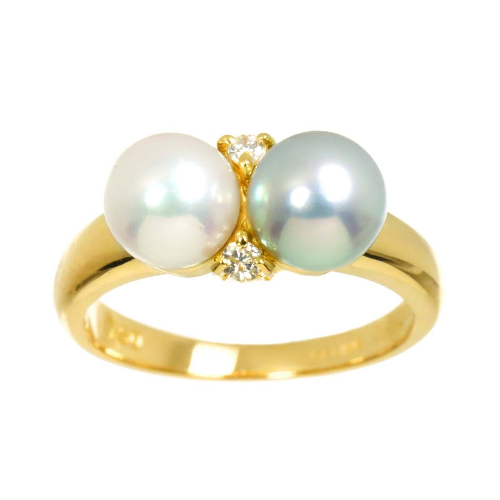 Celine Ring Akoya Pearl Diamond 18k YG Yellow Gold