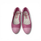 Chanel Flat Shoes Leather Pink Gold CC Logo Camellia Chain Strap Processing — view 2