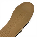 Chanel Sandals Shoes Leather Cork Fabric Off White Black Gold CC Logo Quilted — view 8