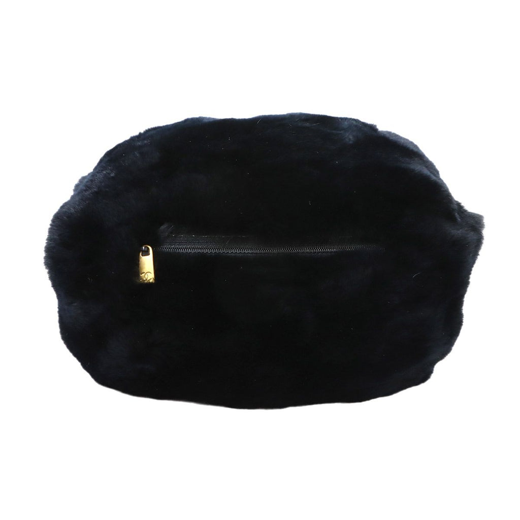 Chanel CC Logo Arm Wormer Chain Shoulder Bag Lapin Black Gold — view 2