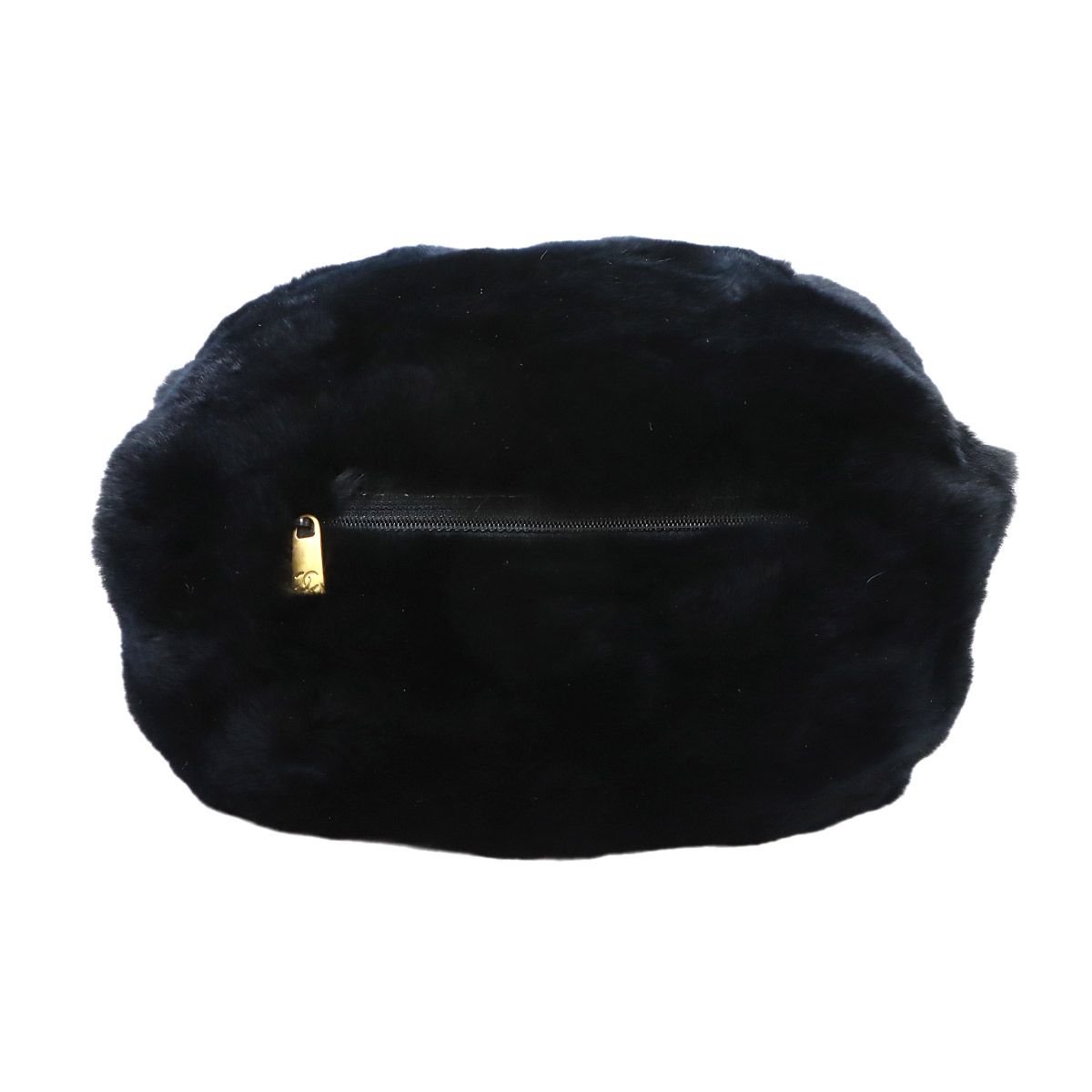 Chanel CC Logo Arm Wormer Chain Shoulder Bag Lapin Black Gold — view 2