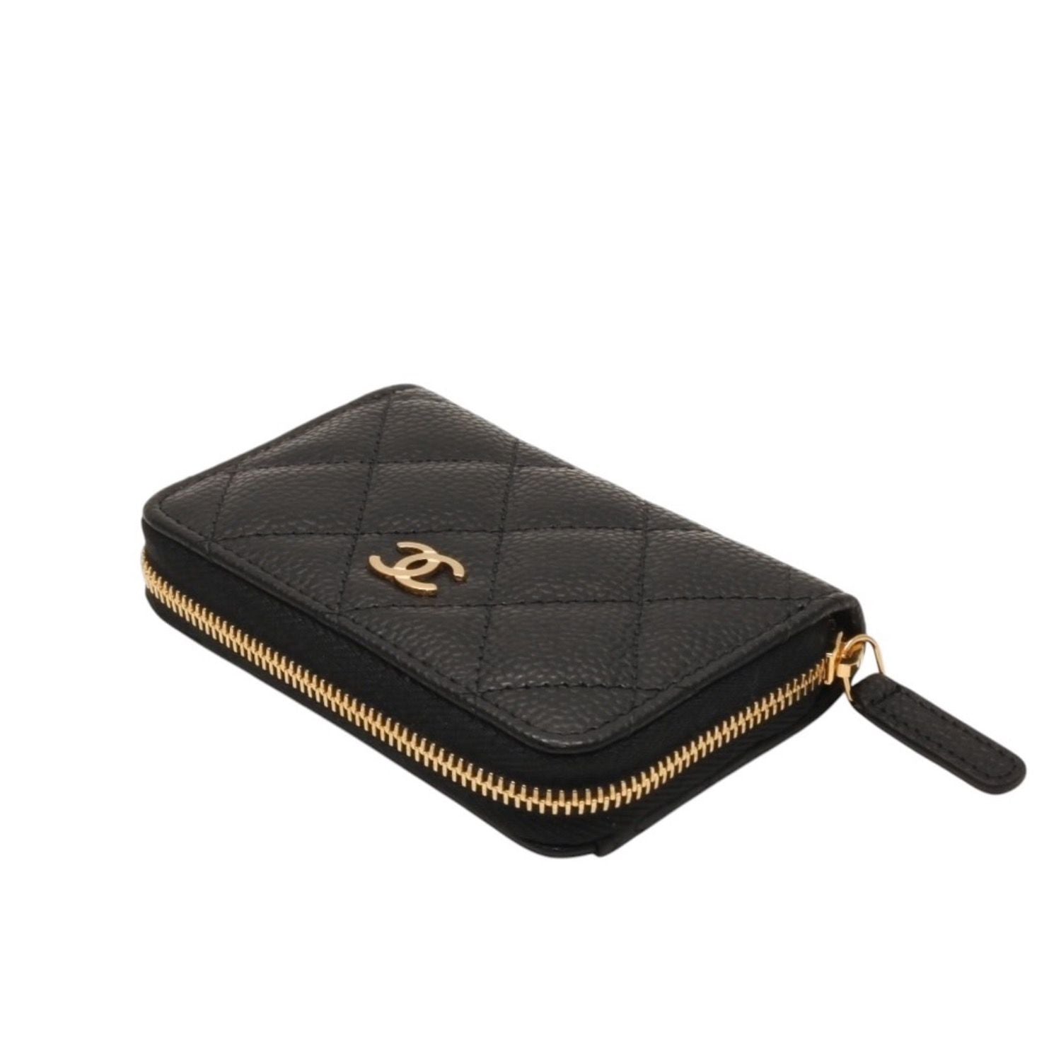 Chanel Classic Zip Coin Purse Stand CC Logo Grained Calfskin — view 5
