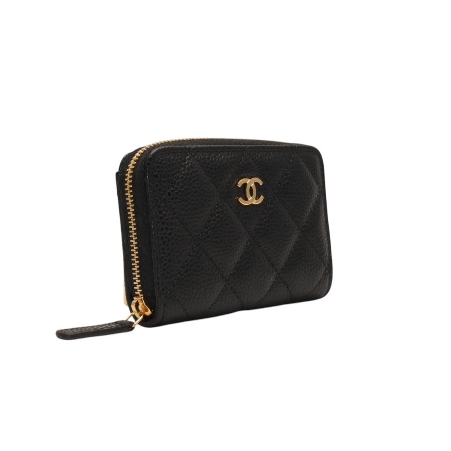 Chanel Classic Zip Coin Purse Stand CC Logo Grained Calfskin — view 4