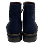 Chanel Short Boots 36.5 Navy Bordeaux Multi — view 3