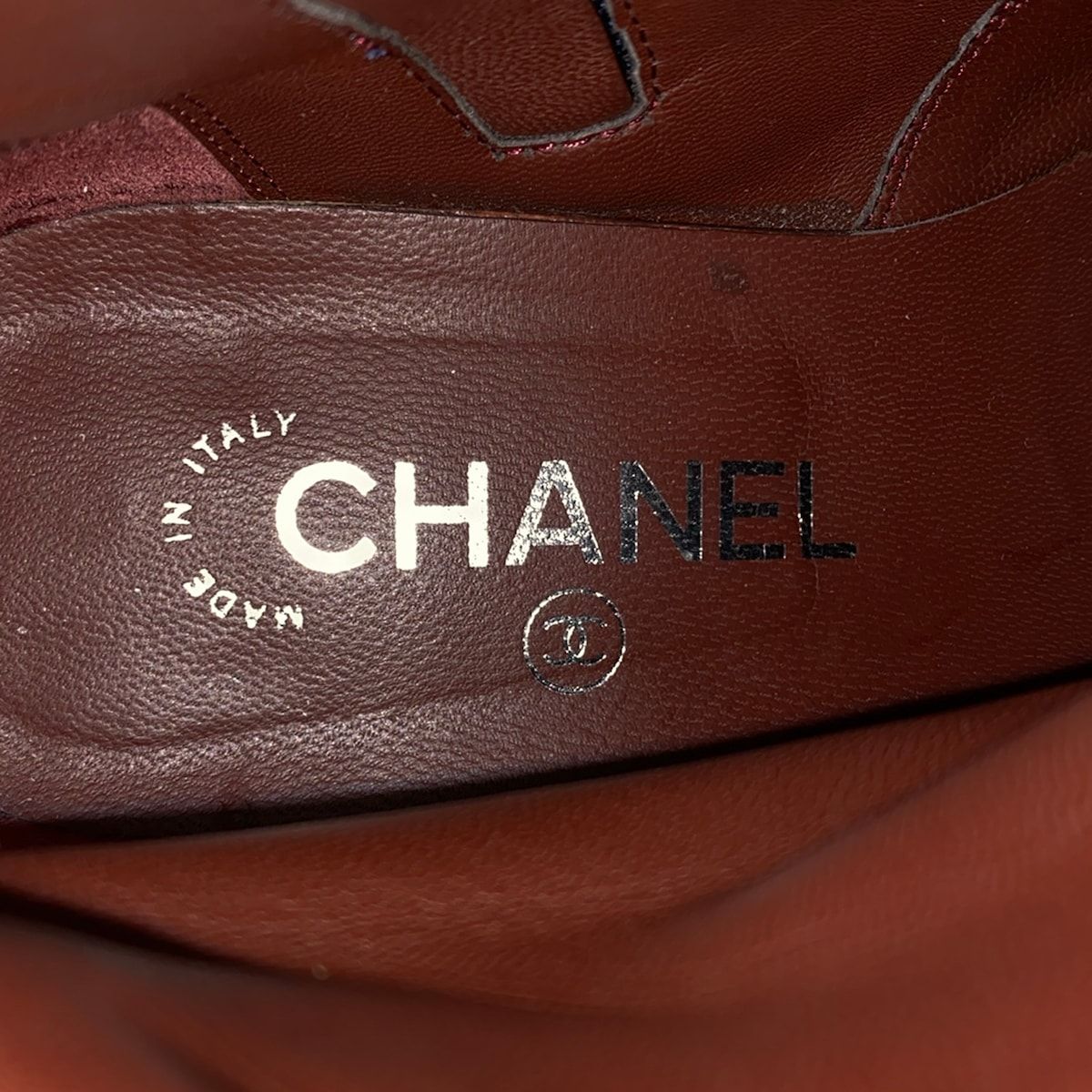 Chanel Short Boots 36.5 Navy Bordeaux Multi — view 5