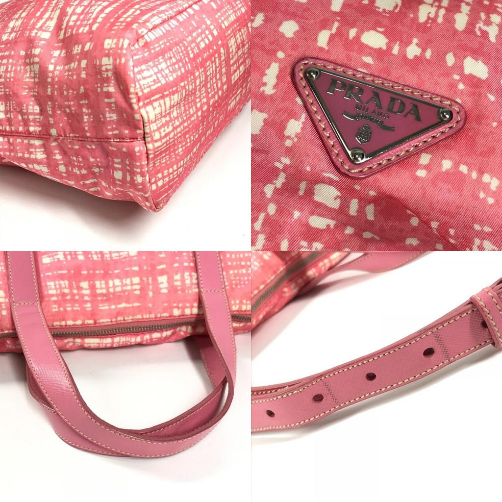 Prada Shoulder Bag Nylon Leather Pink — view 7