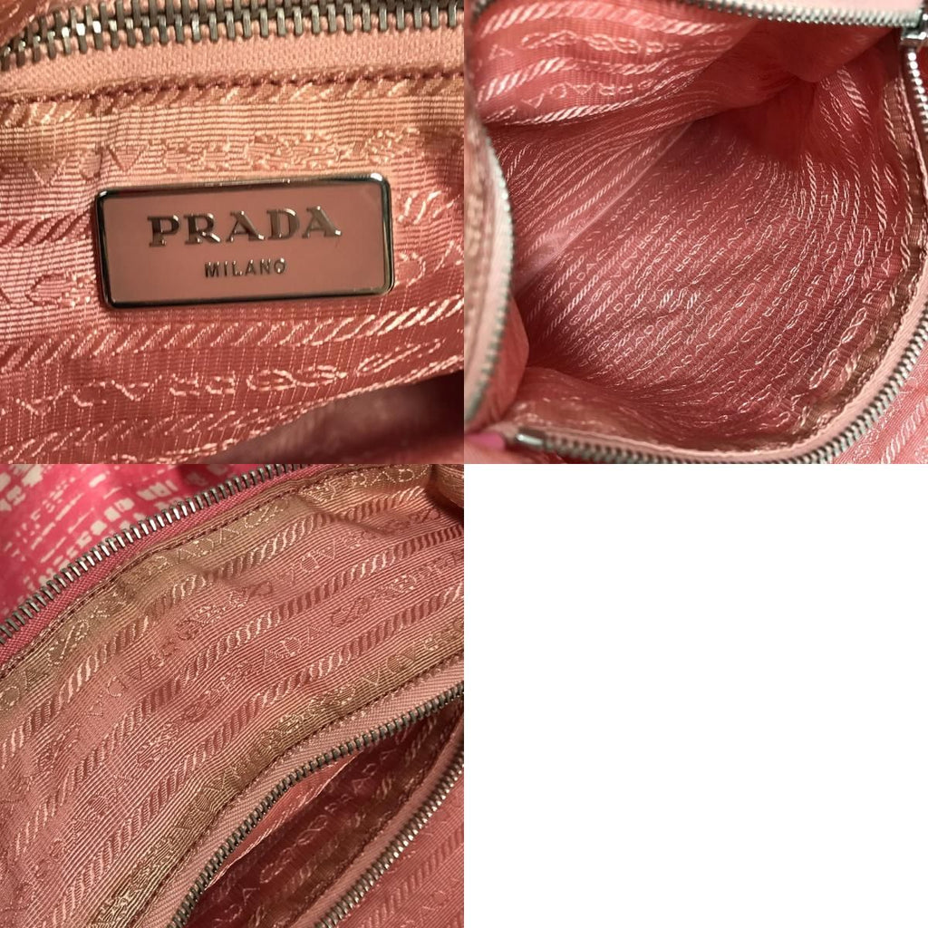 Prada Shoulder Bag Nylon Leather Pink — view 9