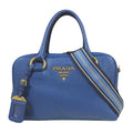 Prada Mini Boston Vitello Phoenix Shoulder Bag Leather Blue