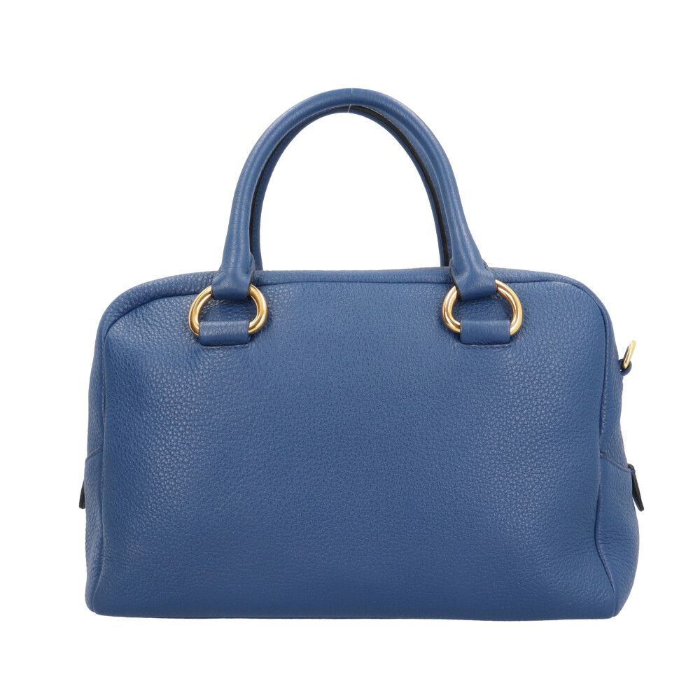 Prada Mini Boston Vitello Phoenix Shoulder Bag Leather Blue — view 3