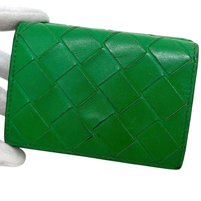 Bottega Veneta Trifold Wallet Green Intrecciato Compact — view 9